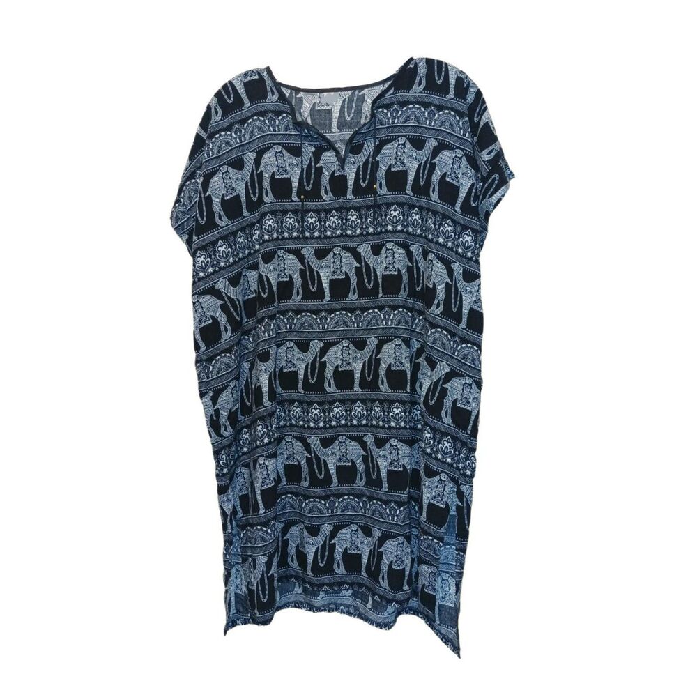 No Brand Black Camel Design V-neck Cover up Caftan One Size Summer Beach Pool